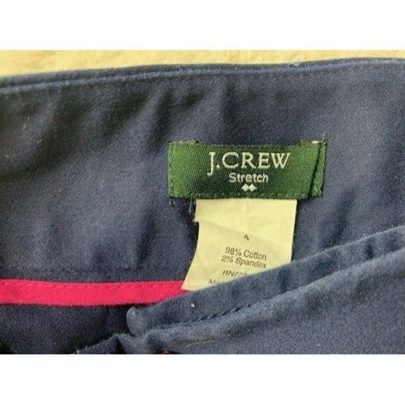 J Crew Size 4 Womens Skirt Knee Length Navy Blue Stretch Front Zip - Picture 2 of 3